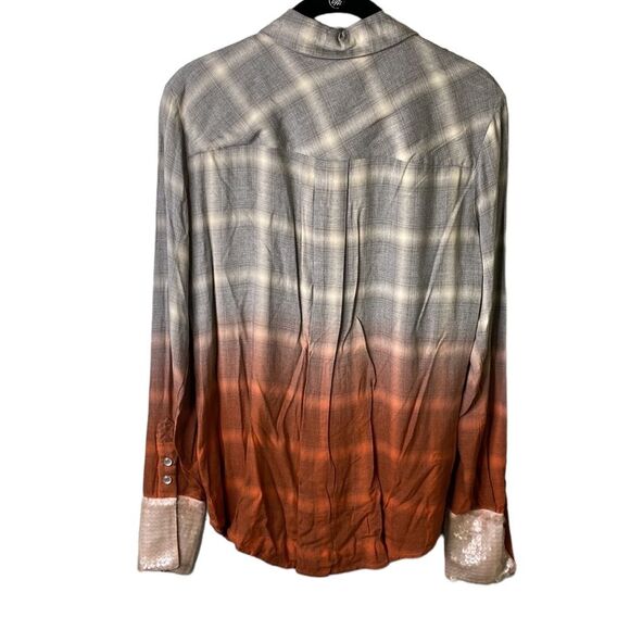 Le Superbe Eddie Long Sleeve Pearl Snap Button Down Shirt in Dipped Plaid Sequin - Picture 7 of 15